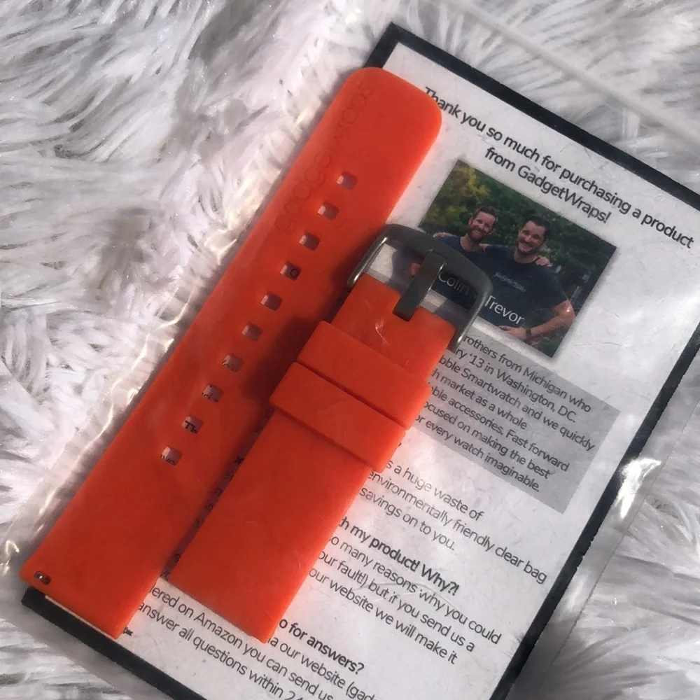 🩶5/$30 GadgetWraps 22mm Orange Silicone Watch Band with Quick Release Pins NEW